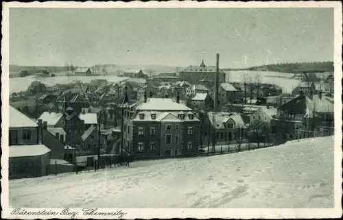 Ak Bärenstein Erzgebirge, Teilansicht, Winter, Schnee