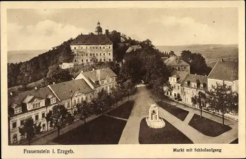 Ak Frauenstein im Erzgebirge, Markt mit Schlossaufgang