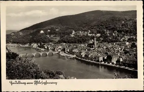 Ak Heidelberg am Neckar, Panorama vom Philosophenweg gesehen