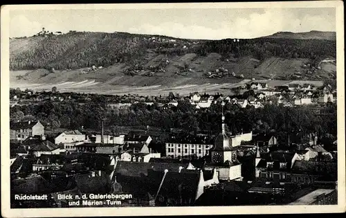 Ak Rudolstadt in Thüringen, Blick n. d. Galeriebergen und Marien Turm