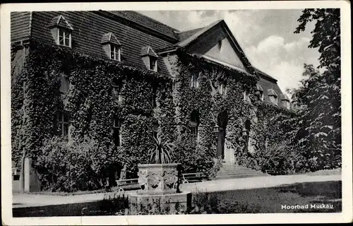 Ak Bad Muskau in der Oberlausitz, Moorbad, Gebäude mit Efeu