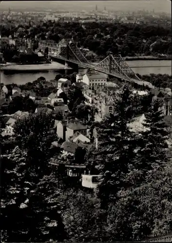 Ak Dresden Loschwitz, Blaues Wunder und Schwebebahn