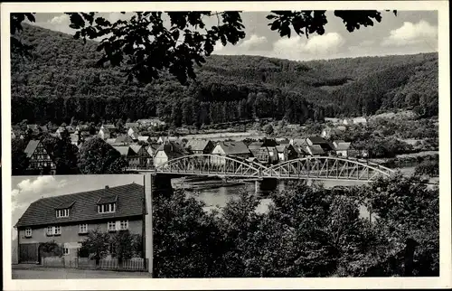 Ak Gieselwerder an der Oberweser Hessen, Privatpension Rivoir, Teilansicht