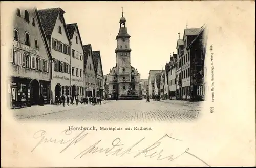 Ak Hersbruck in Mittelfranken, Marktplatz mit Rathaus