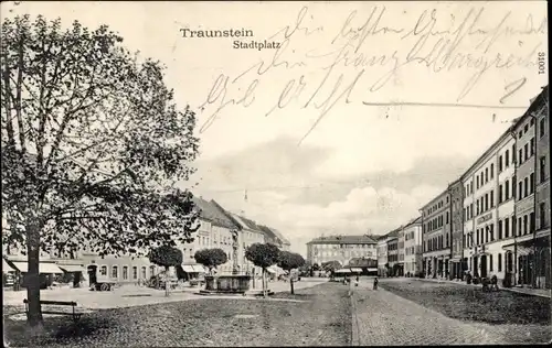 Ak Traunstein in Oberbayern, Stadtplatz