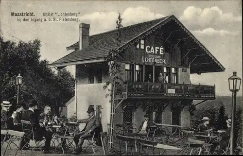 Ak Maastricht Limburg Niederlande, Châlet Lichtenberg bij den ingang a.d. St. Pietersberg, Café
