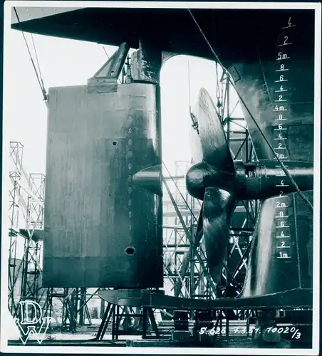 Foto Detailansicht von einem Dampfer, Schiffsschraube 1951