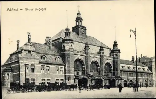 Ak Lübeck in Schleswig Holstein, Neuer Bahnhof