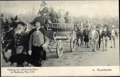 Ak Hamburg, Festzug zur Jahrhundertfeier März 1913, Punschbowle