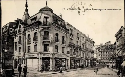 Ak Verdun Meuse, La Rue Beaurepaire reconstruite, Confiserie