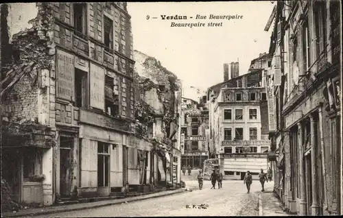 Ak Verdun Meuse, Rue Beaurepaire, Kriegszerstörung 1. WK