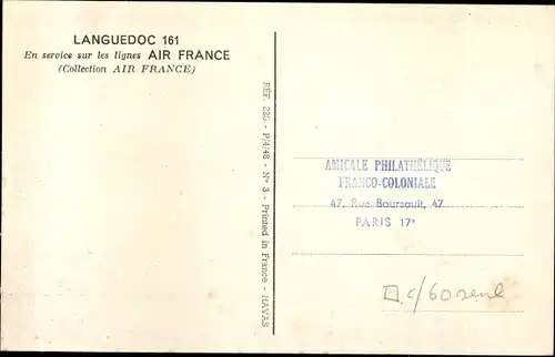 Ak Französisches Passagierflugzeug Languedoc 161, Air France