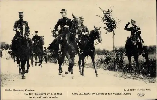 Ak Le Roi Albert I. a la tete de sa vaillante armee, König Albert I.