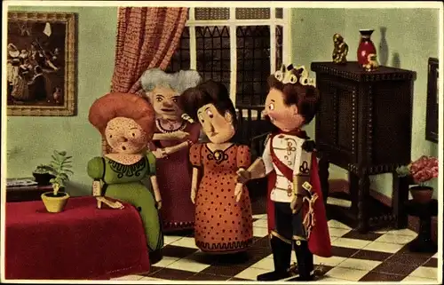 Ak Assepoester, Schwestern des Aschenputtels, Prinz, Stiefmutter, Märchen