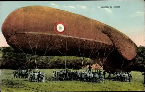 Ak Saucisse au départ, Französischer Militärballon