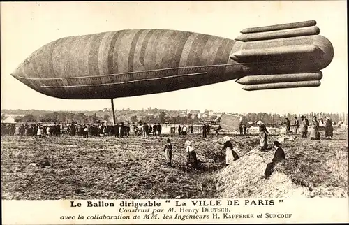 Ak Ballon dirigeable La Ville de Paris, Zeppelin, Luftschiff