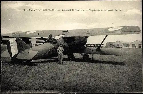 Ak Aviation Miliaire, Appareil Breguet 19, Préparatifs de vol, französisches Militärflugzeug