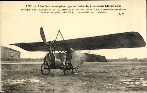 Ak Aeroplane monoplan, type militaire du Lieutenant Le Lievre