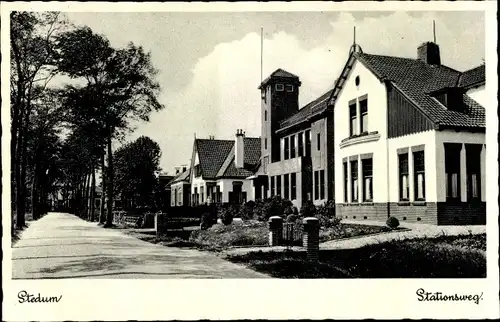 Ak Stedum Groningen, Stationsweg