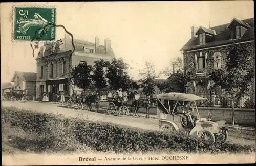 Ak Bréval Yvelines, Avenue de la Gare, Hotel Duchesne