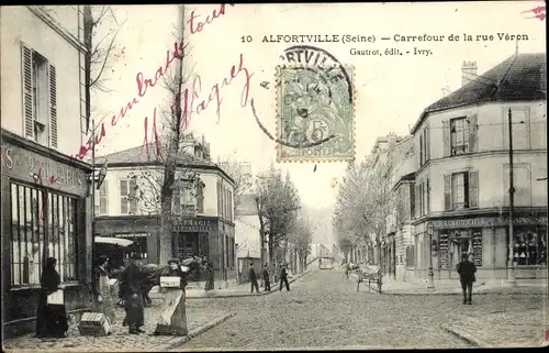 Ak Alfortville Val de Marne, Carrefour de la Rue Veren