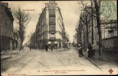 Ak Perreux Val de Marne, Avenue Ledru Rollin, Rue de la Station