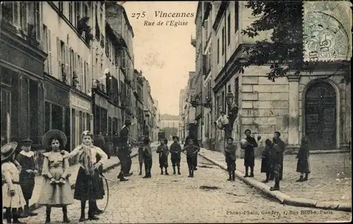 Ak Vincennes Val de Marne, Rue de l'Eglise