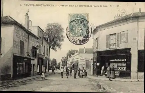 Ak Limeil Brevannes Val de Marne, Grande Rue de Brevannes vers le bas