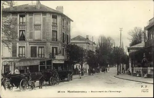 Ak Montmorency Val d’Oise, Boulevard de l'Ermitage, Hotel, Kutschen