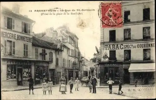 Ak Argenteuil Val d'Oise, La Rue de Saint Germain, Tabac