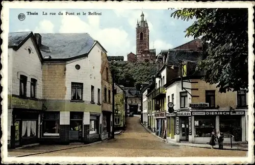 Ak Thuin Wallonien Hennegau, La Rue du Pont et le Beffroi