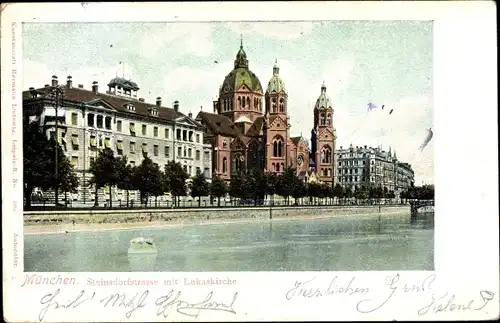 Ak München, Steinsdorfstraße mit Lukaskirche