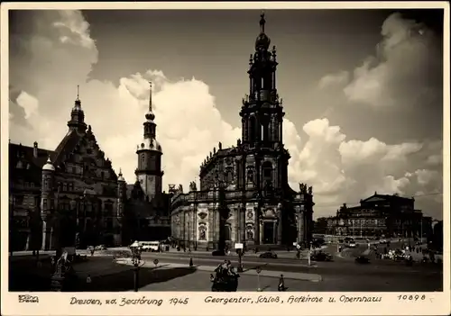 Ak Dresden Altstadt, Georgentor, Hofkirche, Opernhaus, Schloss