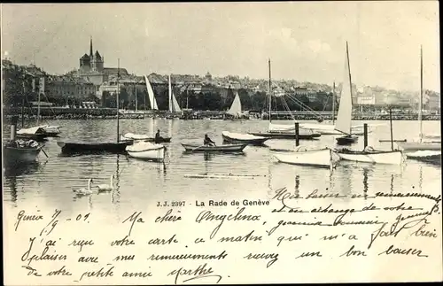 Ak Genève Genf Schweiz, La Rade, Boote