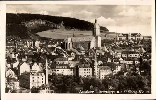 Ak Annaberg Buchholz Erzgebirge, Teilansicht mit Pöhlberg, St. Annenkirche