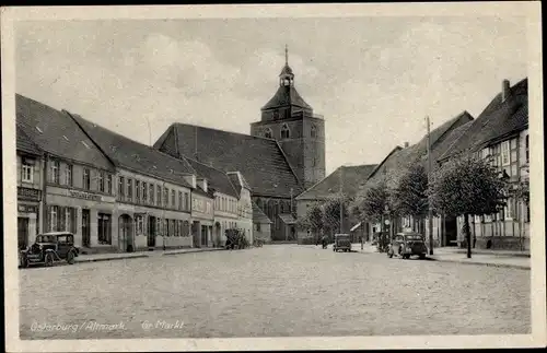 Ak Osterburg in der Altmark, Partie am Großen Markt, Nicolaikirche