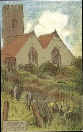 Künstler Ak Lowestoft Suffolk England, Pakefield, St. Margarets, Kirche