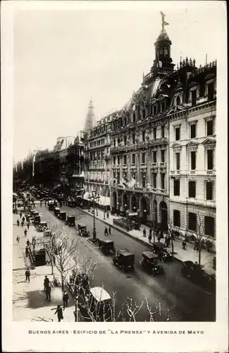 Ak Buenos Aires Argentinien, Edificio de la Prensa y Avenida de Mayo, Häuserzeile