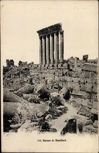 Ak Baalbek Libanon, römische Ruinen, Säulen