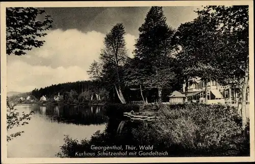 Ak Georgenthal in Thüringen, Kurhaus Schützenhof mit Gondelteich