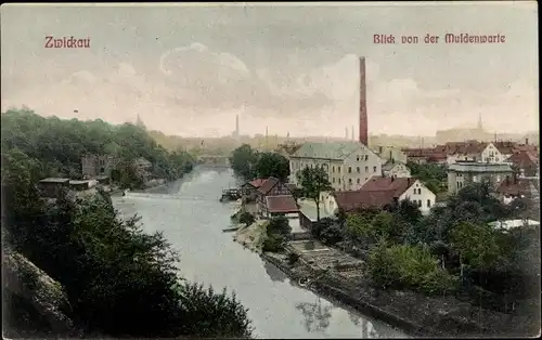 Ak Zwickau in Sachsen, Blick von der Muldenwarte