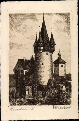 Künstler Ak Hansen, Lindau Bodensee, Diebsturm