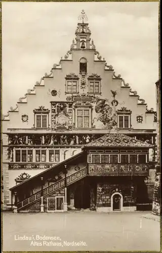 Ak Lindau am Bodensee Schwaben, altes Rathaus, Nordseite