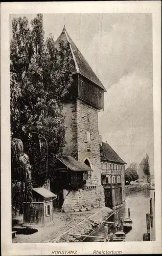 Ak Konstanz am Bodensee, Rheintorturm