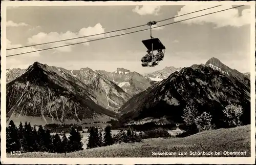 Ak Oberstdorf im Oberallgäu, Sesselbahn zum Schönblick
