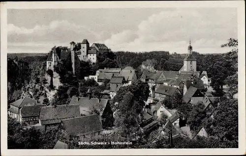 Ak Hohnstein Sächsische Schweiz, Teilansicht mit Schloss