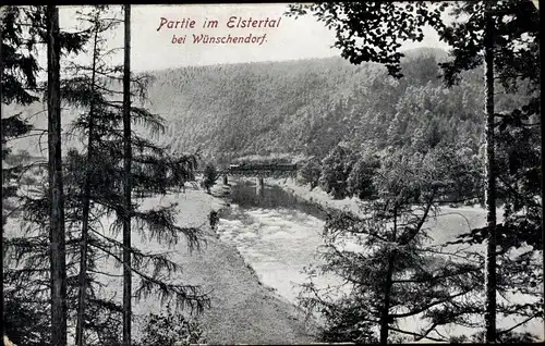 Ak Wünschendorf an der Elster, Partie im Elstertal