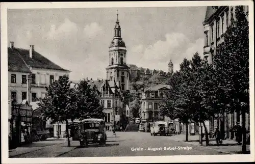 Ak Greiz im Vogtland, August Bebel Straße