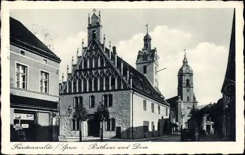 Ak Fürstenwalde an der Spree, Rathaus und Dom