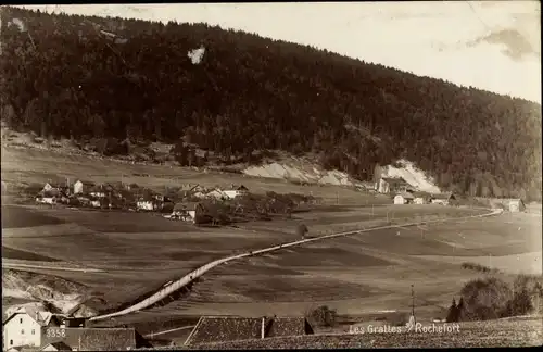 Ak Rochefort Kanton Neuenburg, Les Gralles, Bergdorf, Vogelblick, Berg